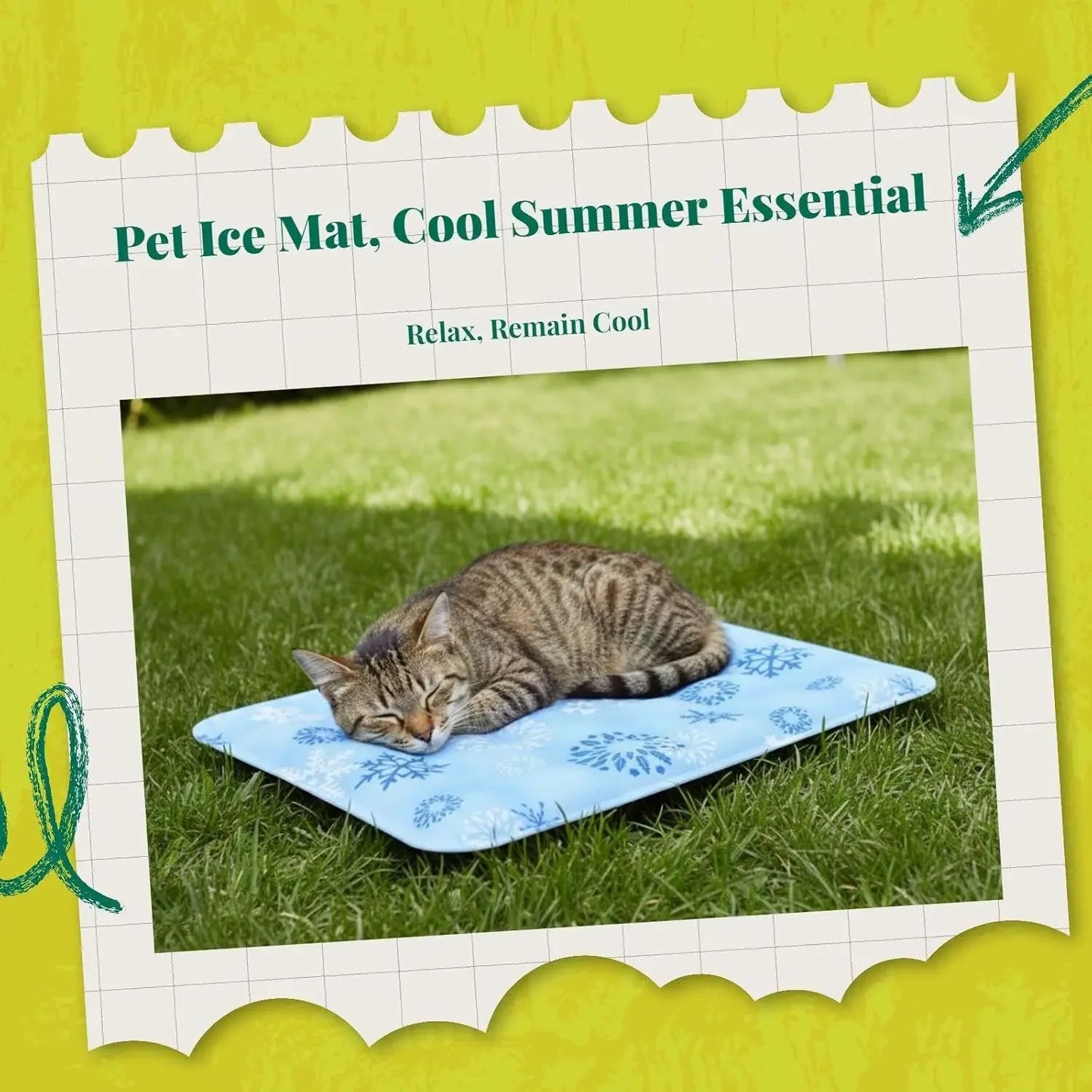 Self Activated Ice Gel Cooling Mat for Dogs & Cats.Reusable Washable Summer Pet Cooling Pad