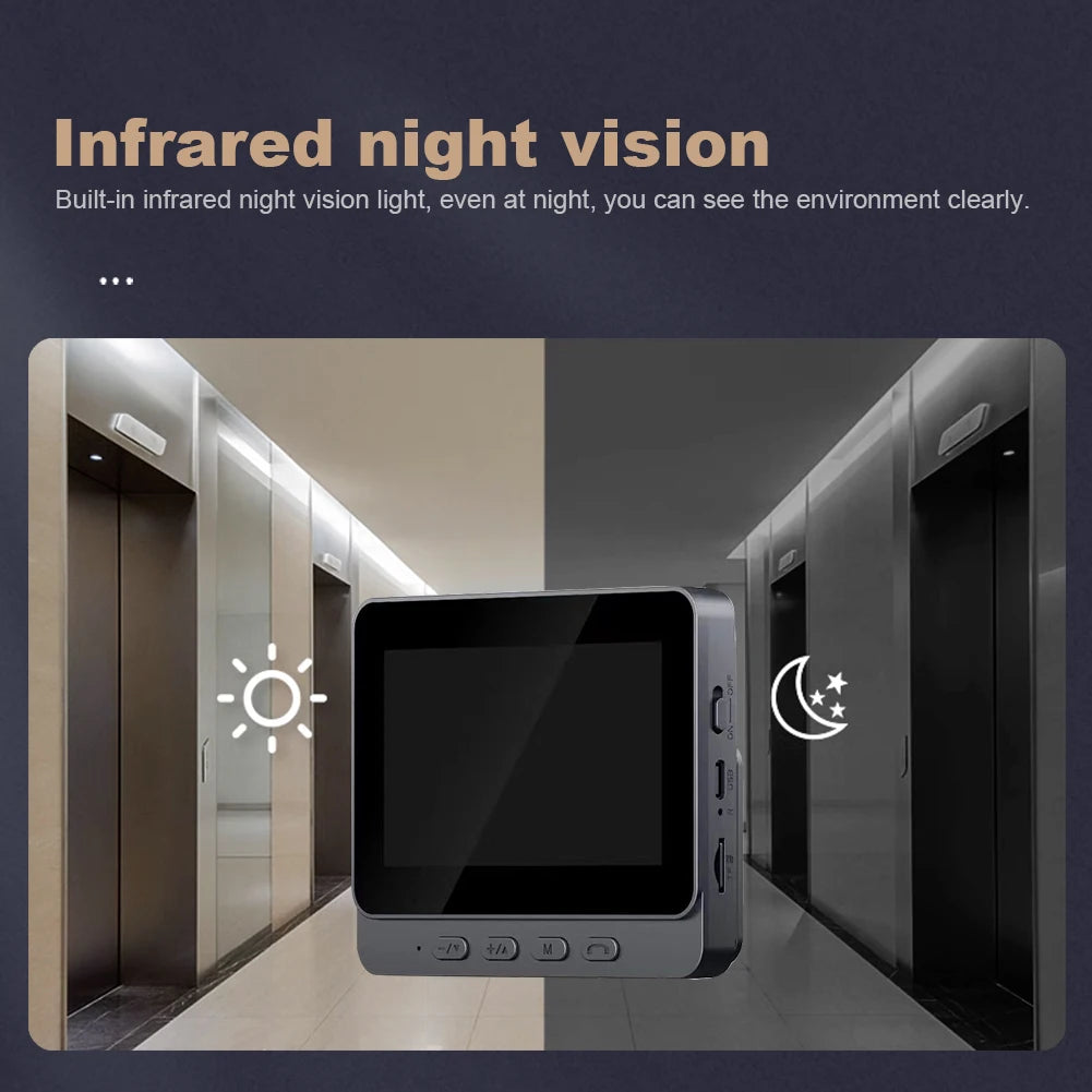 Video Doorbell Video Intercom Doorbell Camera 1080P 4.3inch IPS Screen Eye Peephole Camera 2.4G for Villa Home Office Apartment