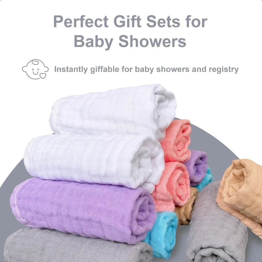 12 Pack Baby Muslin Washcloths Soft Facecloths for Newborns
