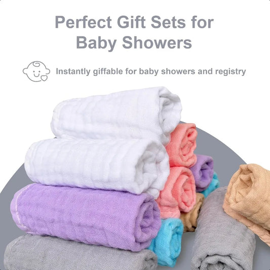 12 Pack Baby Muslin Washcloths Soft Facecloths for Newborns