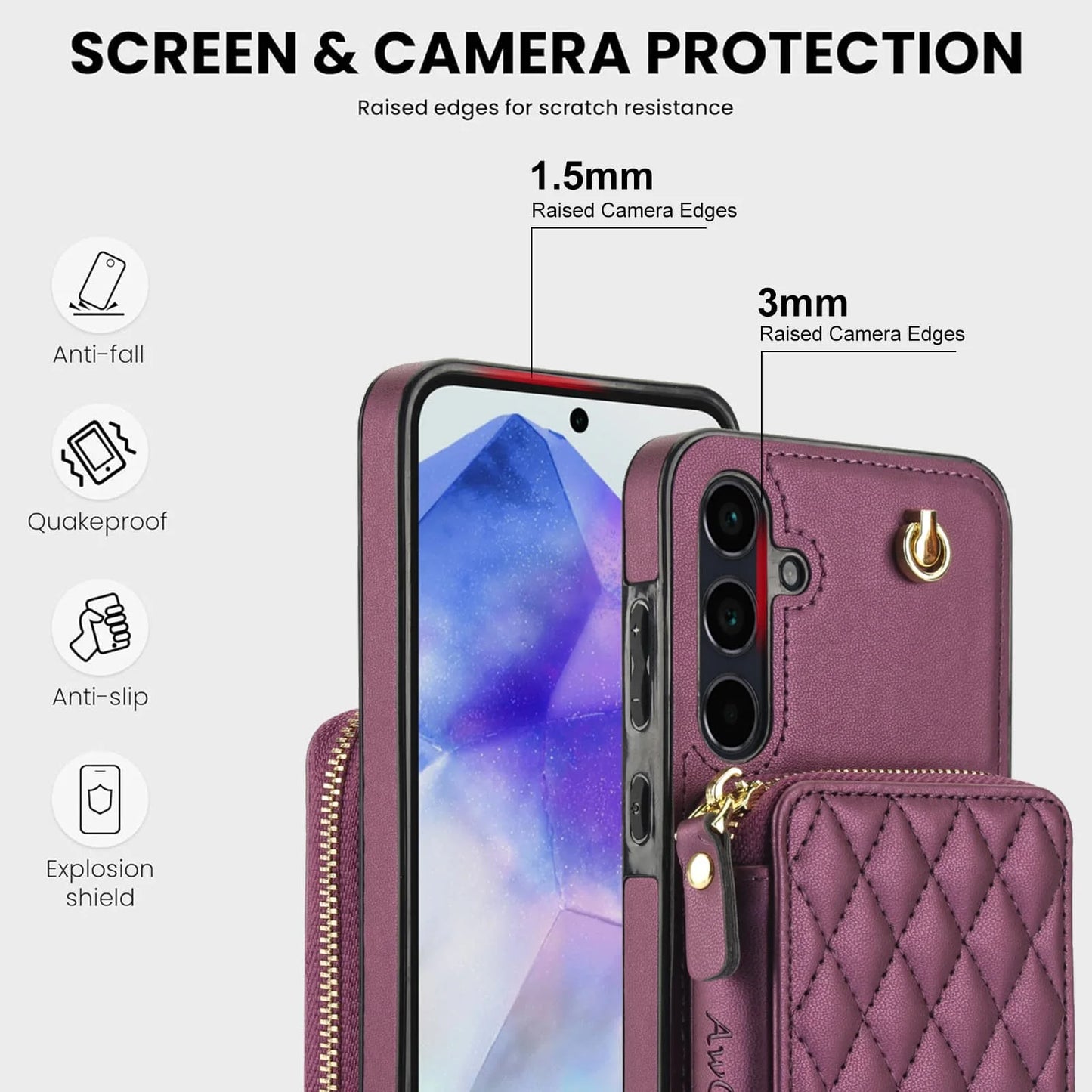 Luxury Crossbody Wallet Phone Case for Samsung Galaxy &nbsp;Card Holder, Strap, Shockproof Protection