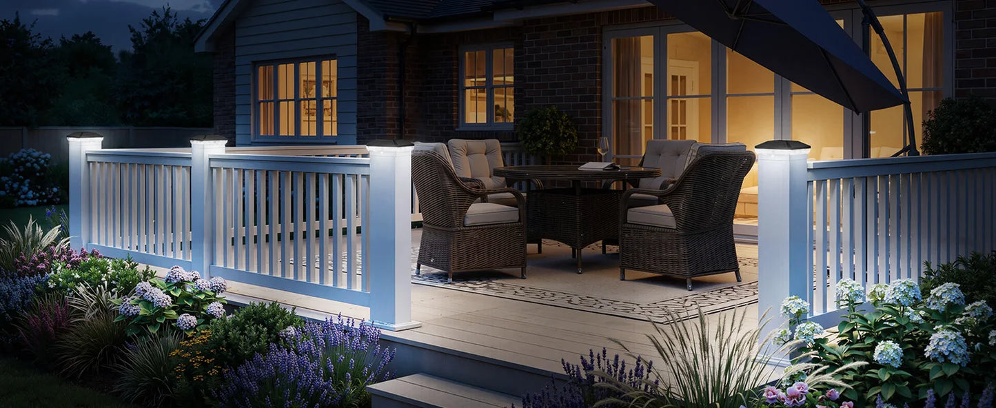 6/12 Pack Solar Fence Post Cap Lights | Waterproof LED Outdoor Deck, Patio & Garden Post Lights with 3 Lighting Modes