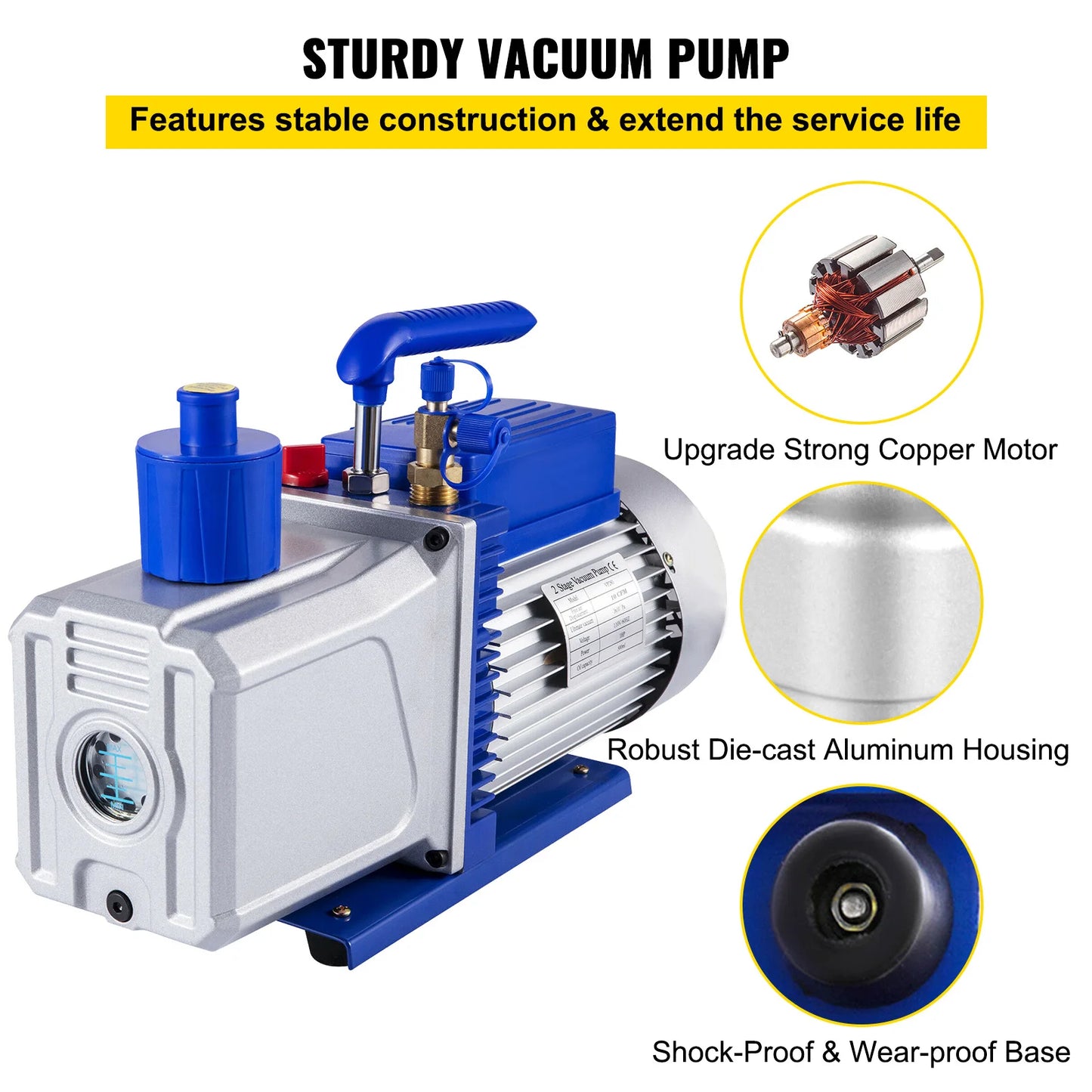 SucceBuy 2 Stage Vacuum Pump 10 CFM 1HP HVAC Rotary