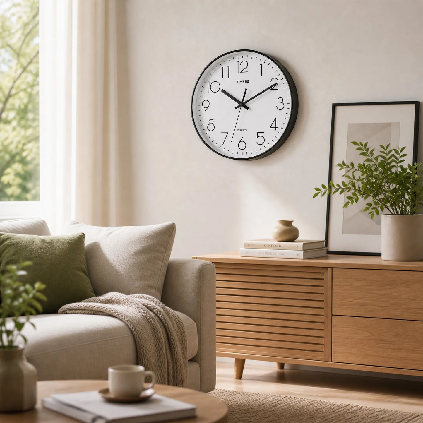 TIMESS 12-Inch Silent Wall Clock with 3D Numbers