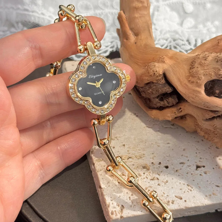 Lucky Four Leaf Clover Women’s Bracelet Watch Elegant Fashion Timepiece