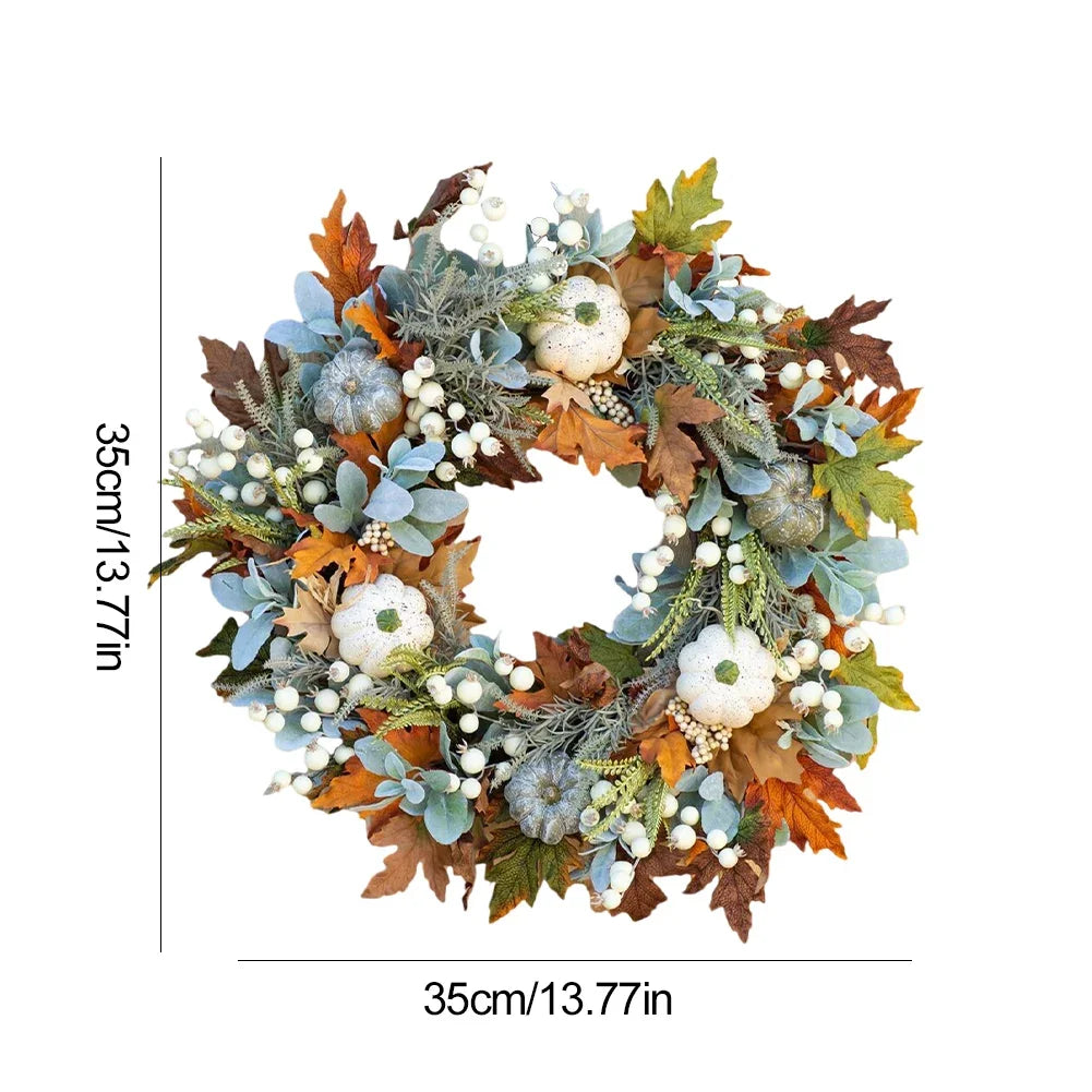 35/40cm Fall Front Door Wreath Festival Theme Pumpkin Berry Garland Window Hanging Garland for Home Porch Wall Decor