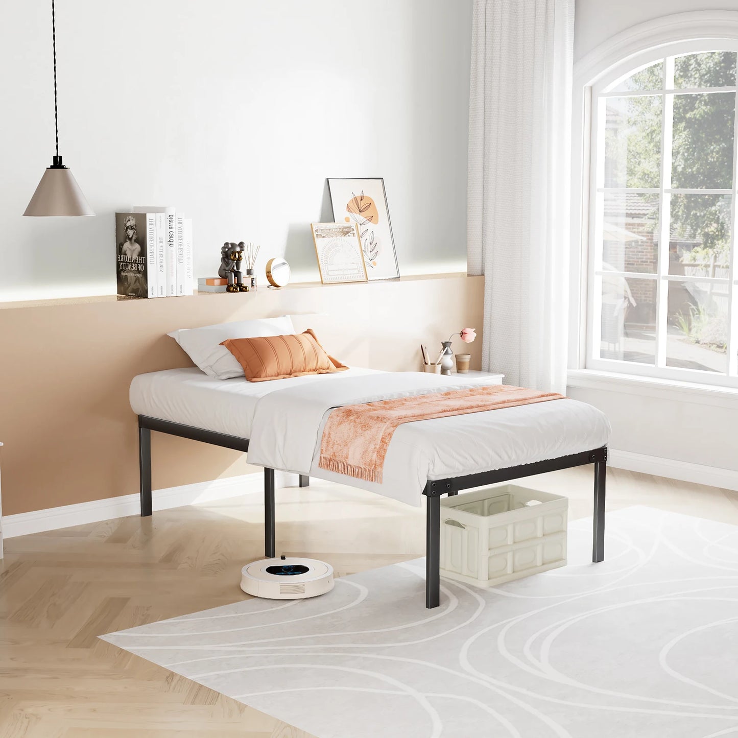 Heavy Duty Metal Platform Bed Frame with Storage Space