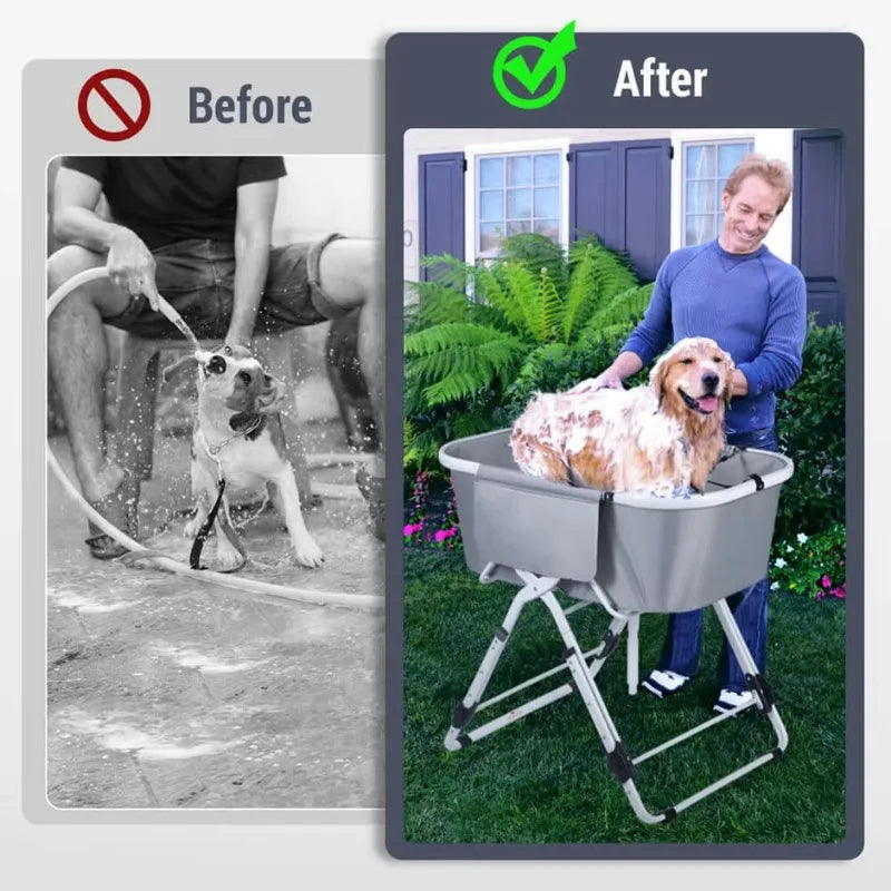 Elevated Foldable Dog Bath Tub Grooming Station