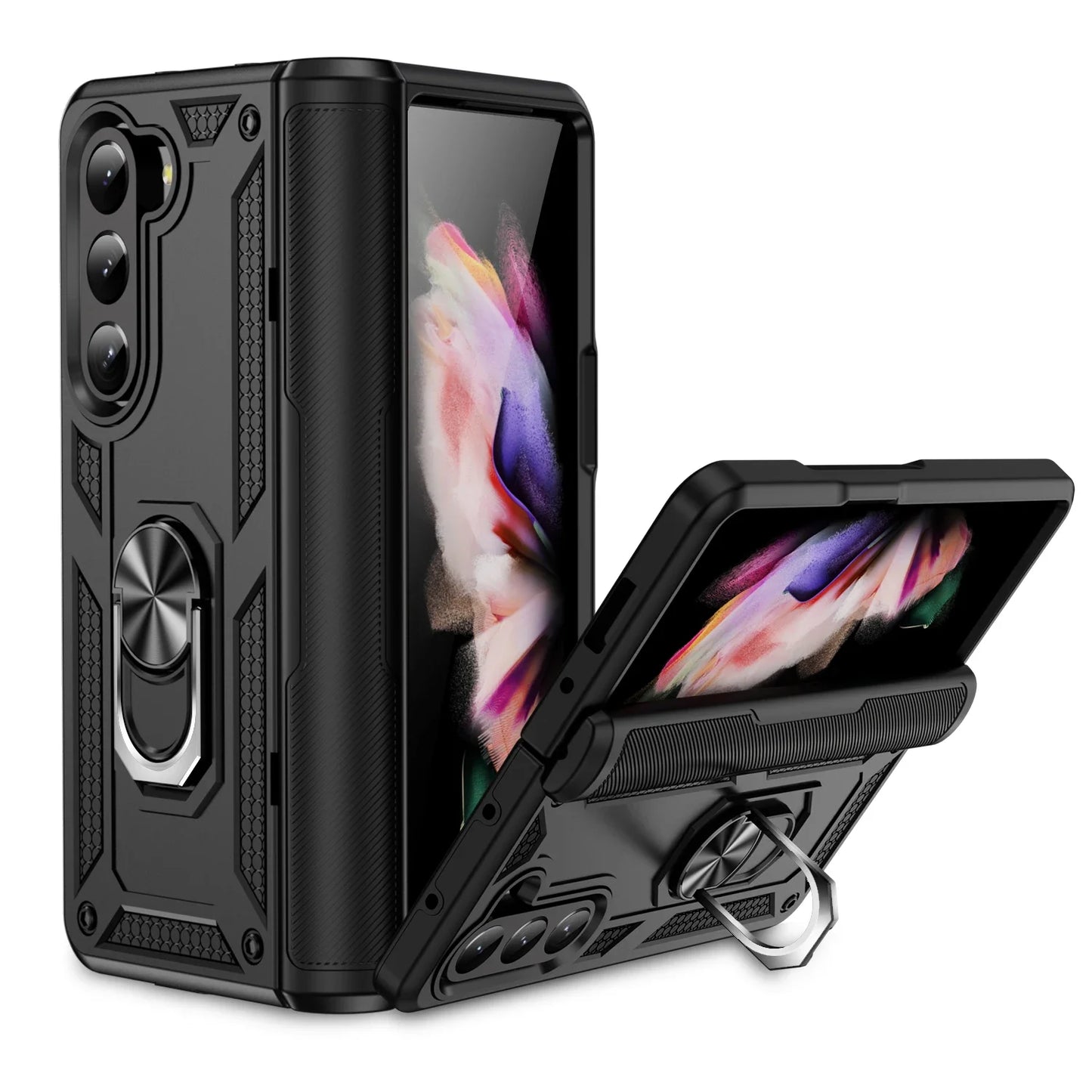 Samsung Z Fold Armor Case. Heavy Duty Kickstand Protective Cover