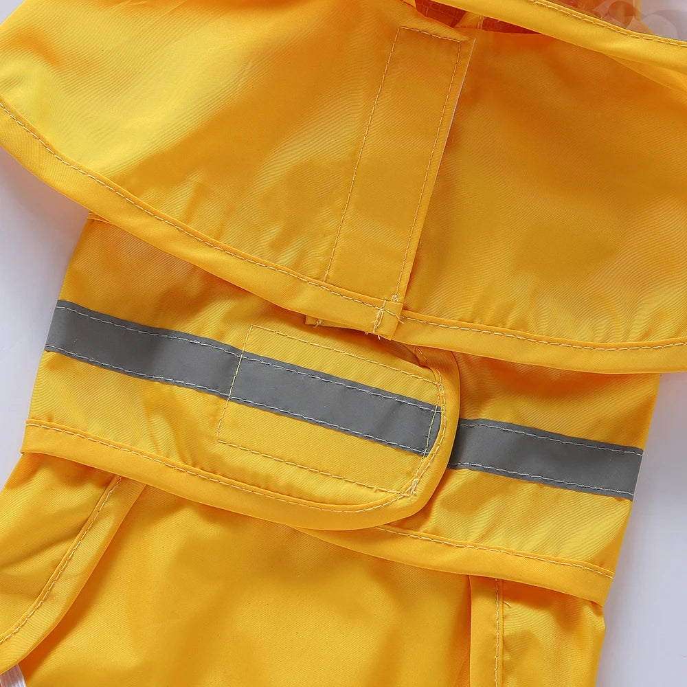 Cute Hooded Waterproof Dog Raincoat with Reflective Pet Protection