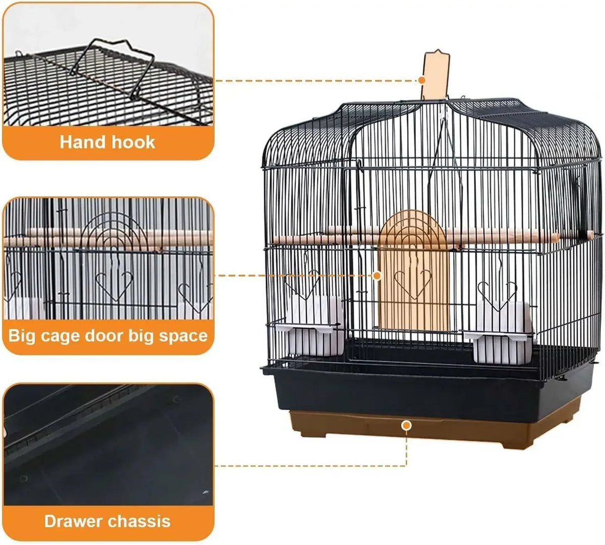 Portable Metal Bird Travel Cage with Carry Handle