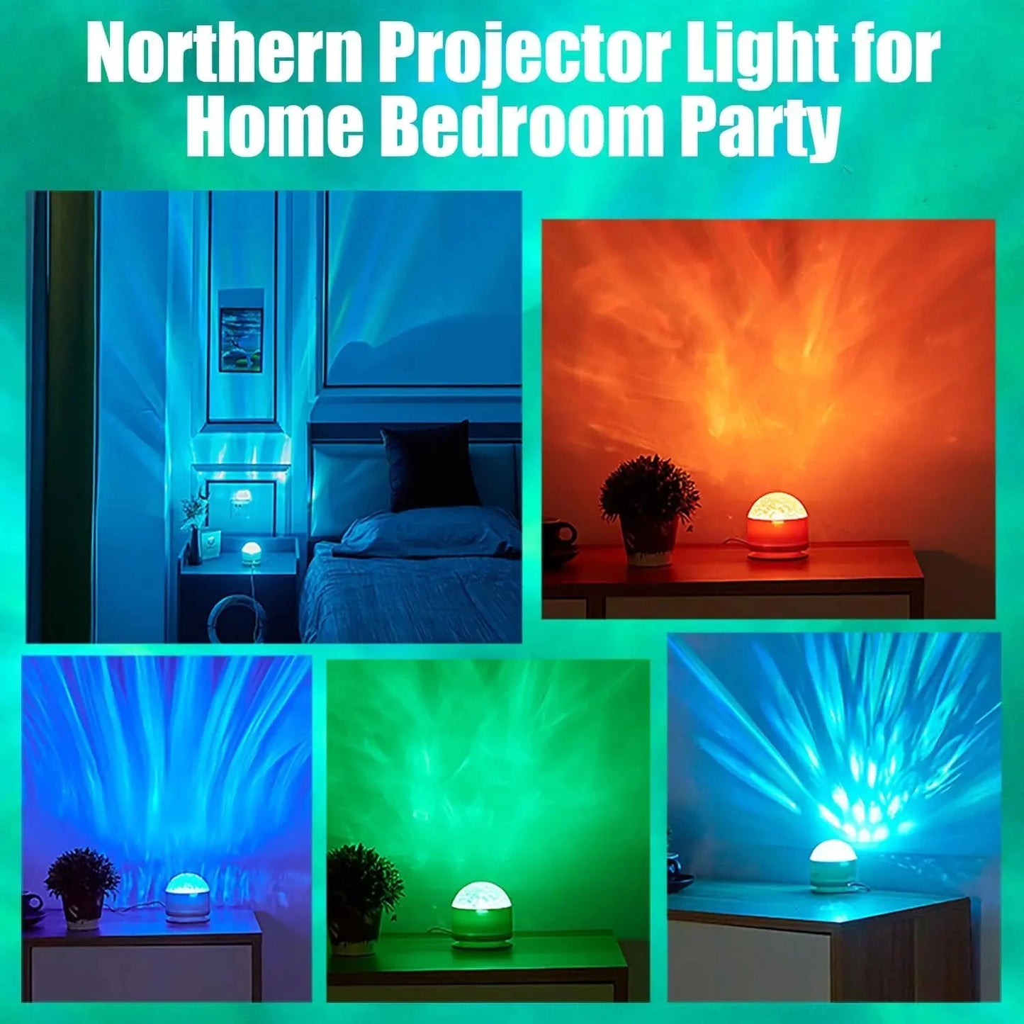 16-Color Aurora Galaxy Projector Night Light . Northern Lights Water Ripple LED Lamp with Remote Control