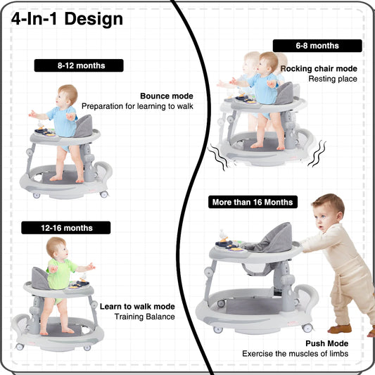 UBRAVOO Foldable Baby Walker O Shaped Legs 6-18 Months