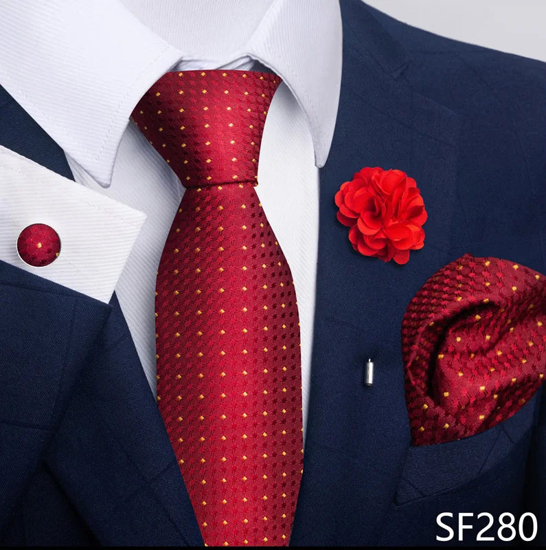 Luxury Green Floral Men’s Necktie Set .Tie, Pocket Square & Cufflinks