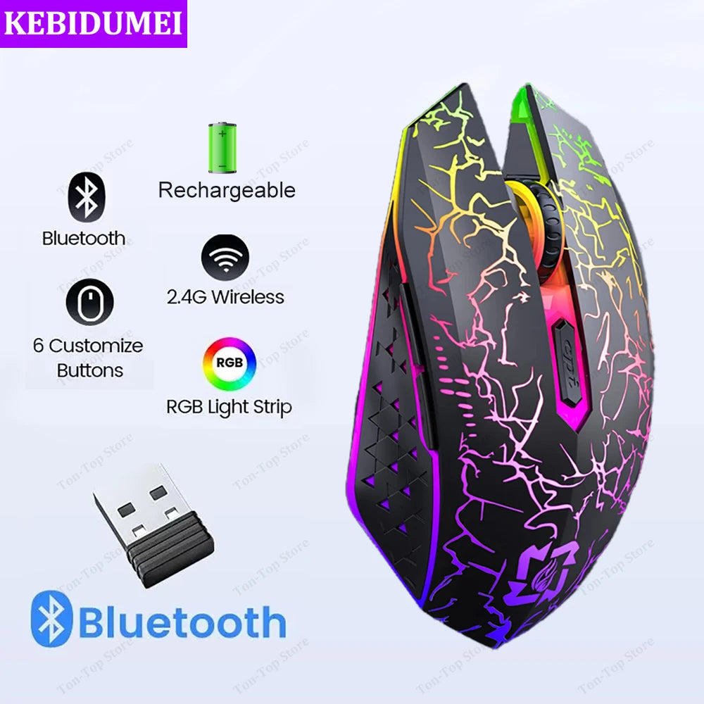 RGB Bluetooth Wireless Gaming Mouse . Rechargeable Ergonomic LED Mouse for PC, Laptop & Gaming