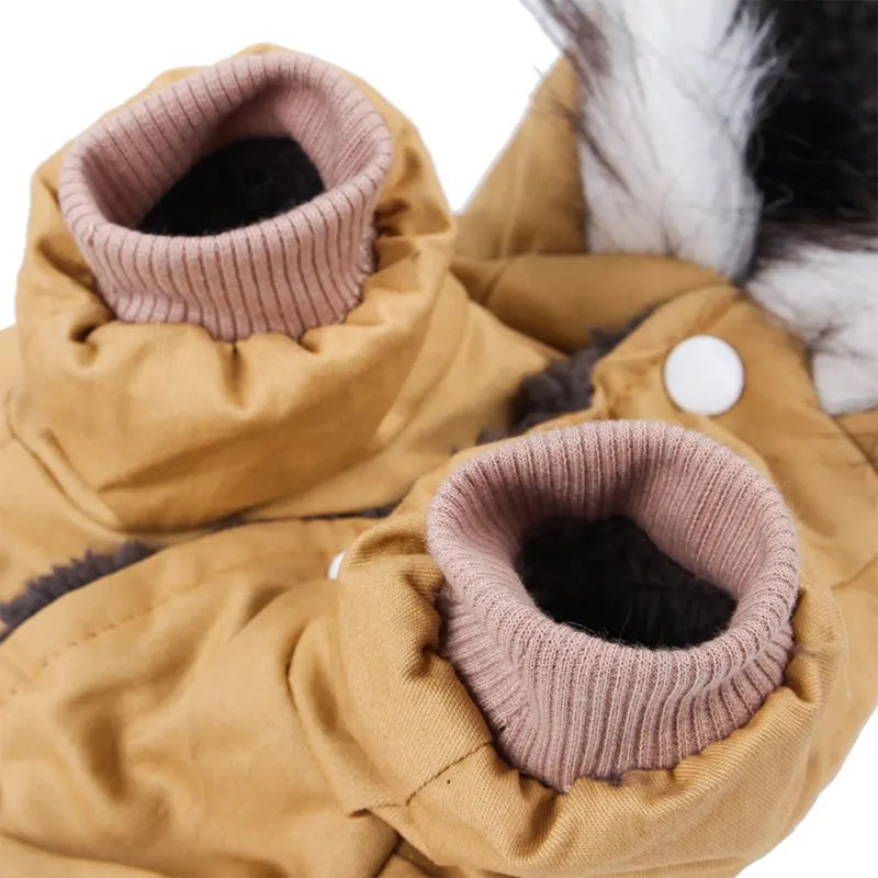 Luxury Winter Dog Parka . Thick Warm Hooded Pet Coat Jacket