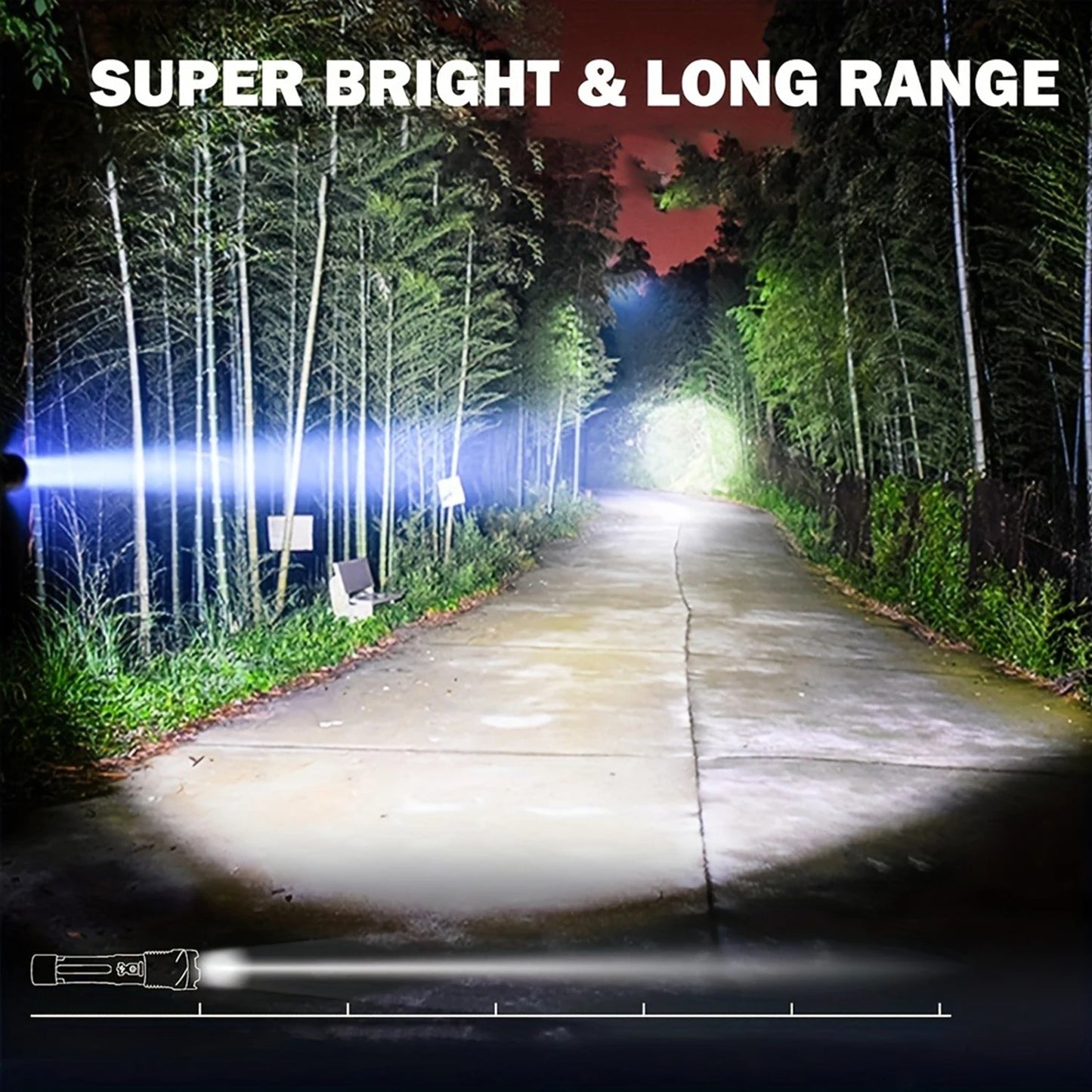 Rechargeable Tactical LED Flashlight .7 Modes, Zoomable Beam & USB Charging