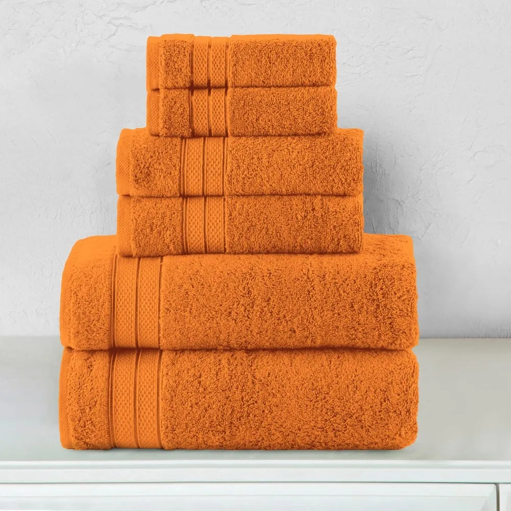 Turkish Cotton 6 Piece Towel Set Fast Drying and Absorbent
