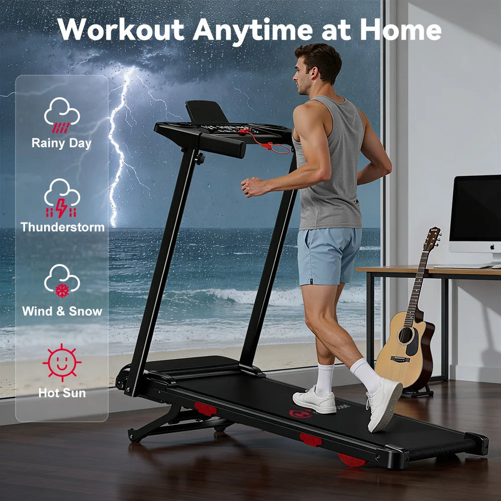 Folding Incline Treadmill. Portable Home Walking & Running Machine