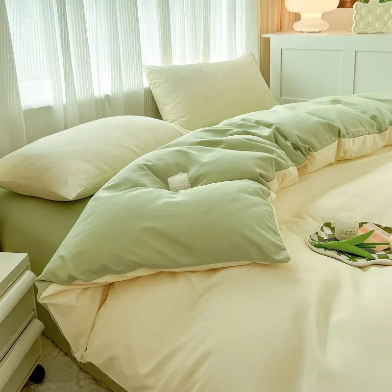 4-Piece Soft Brushed Duvet Cover Set . Solid Color Bedding