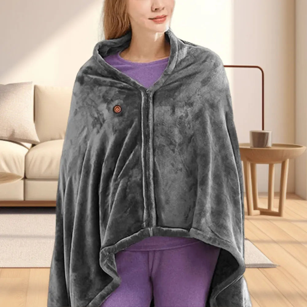 USB Electric Heated Blanket 3 Heating Levels Fleece Heated Blanket Wearable Coral Velvet Blanket Quickly Heated Cape Pad