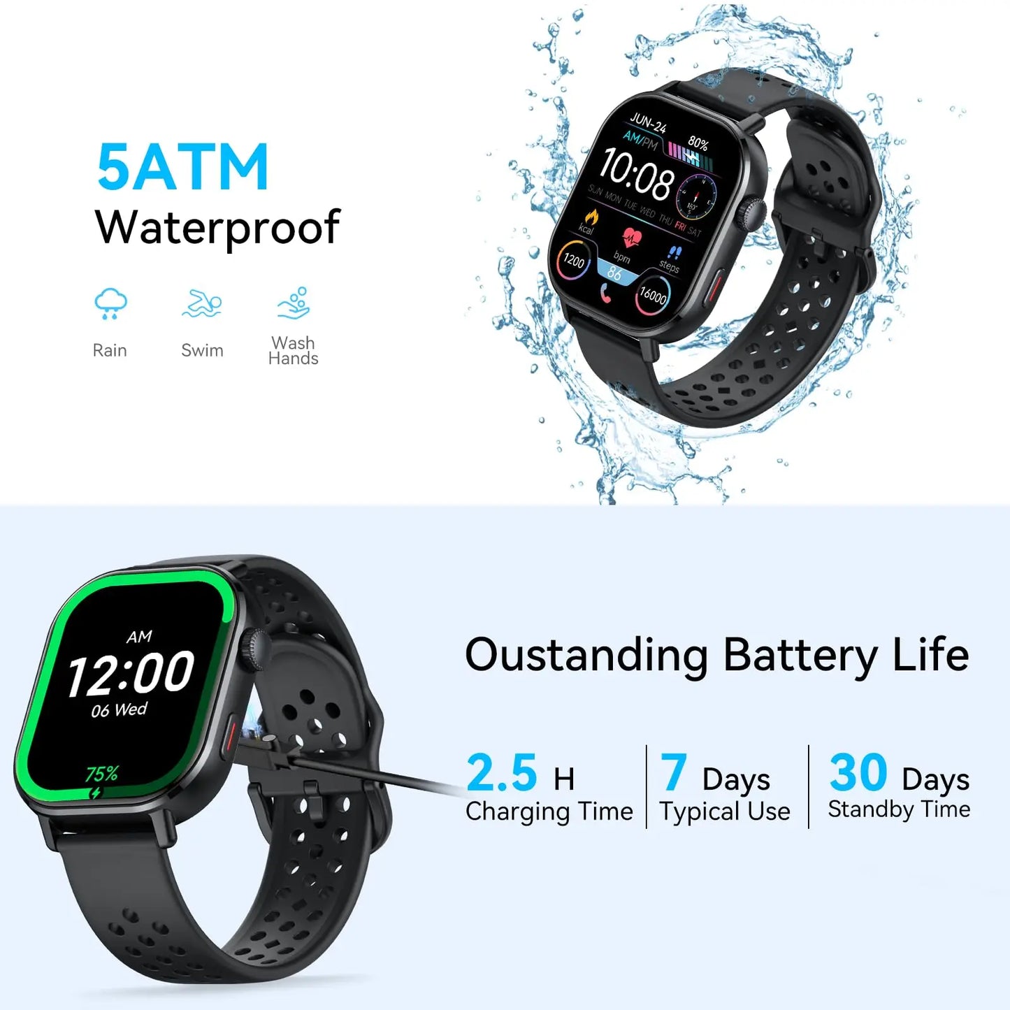 2026 GPS AMOLED Smart Watch for Men . 2.06” HD Display, Bluetooth Calling, Fitness & Health Tracker