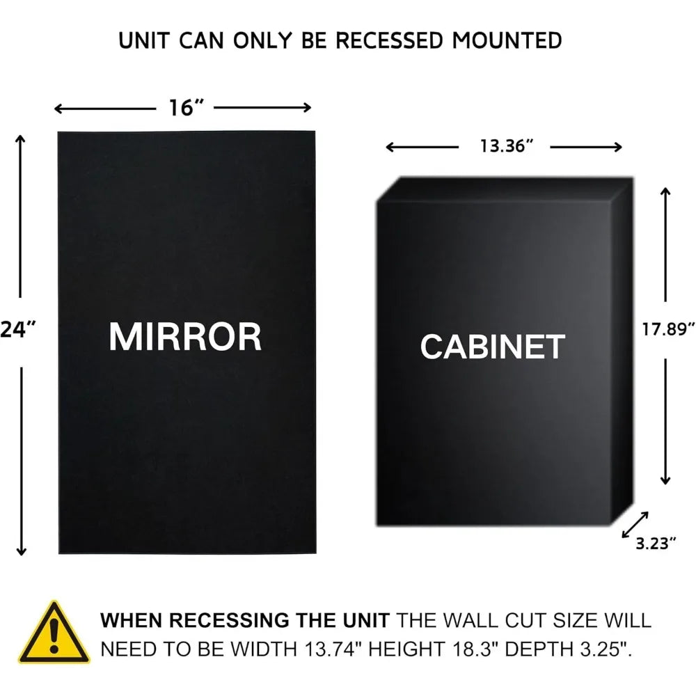 Brush Nickel Metal Framed Recessed Medicine Cabinet Mirror