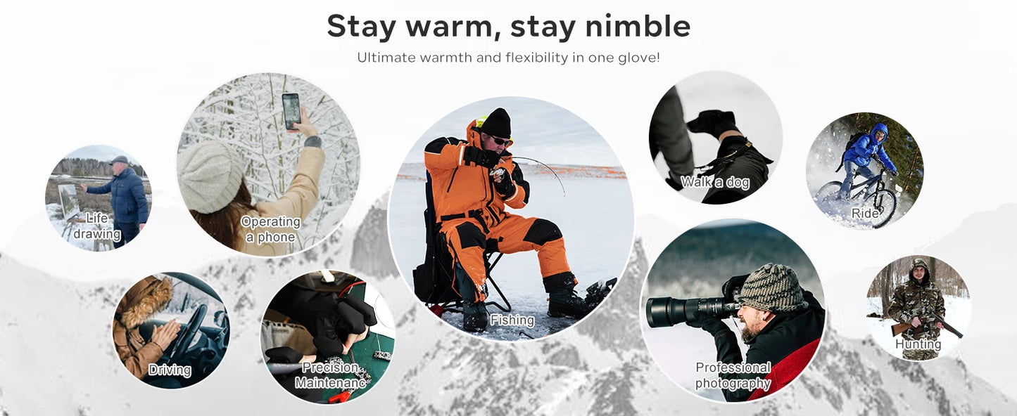 Savior Heated Fishing Gloves Waterproof 2 Finger Flip