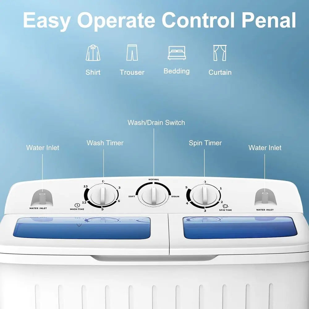 20-Lb Portable Twin Tub Washing Machine with 12-Lb Washer & 8-Lb Spin Dryer