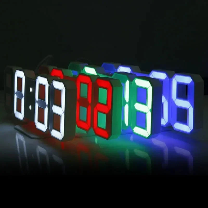 Modern 3D LED Digital Wall Clock . Large Display Smart Home Desk & Wall Clock