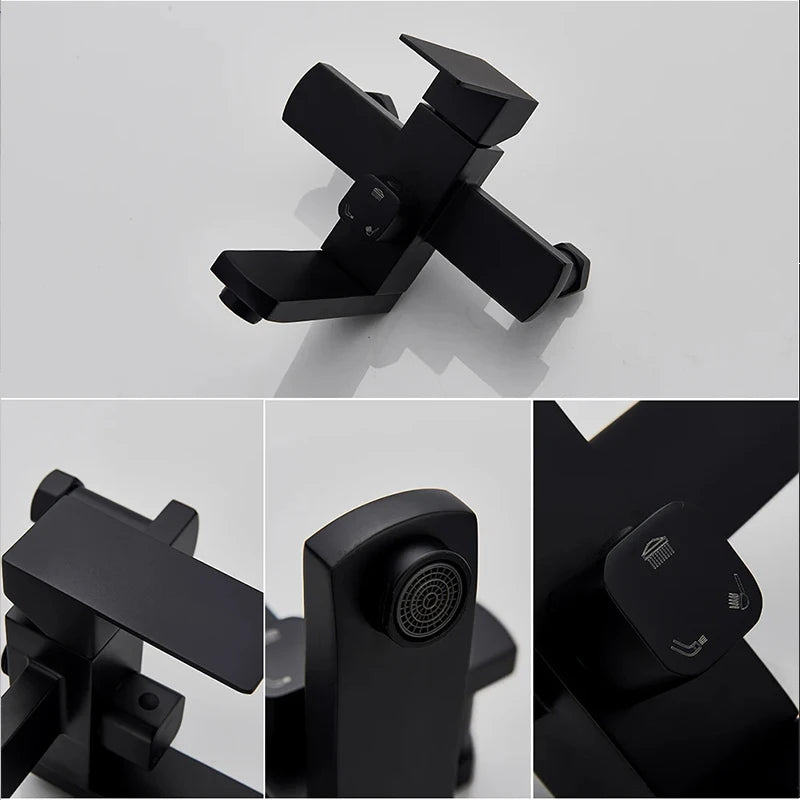 Matte Black Wall Mounted Shower Faucet 8 Inch Rainfall