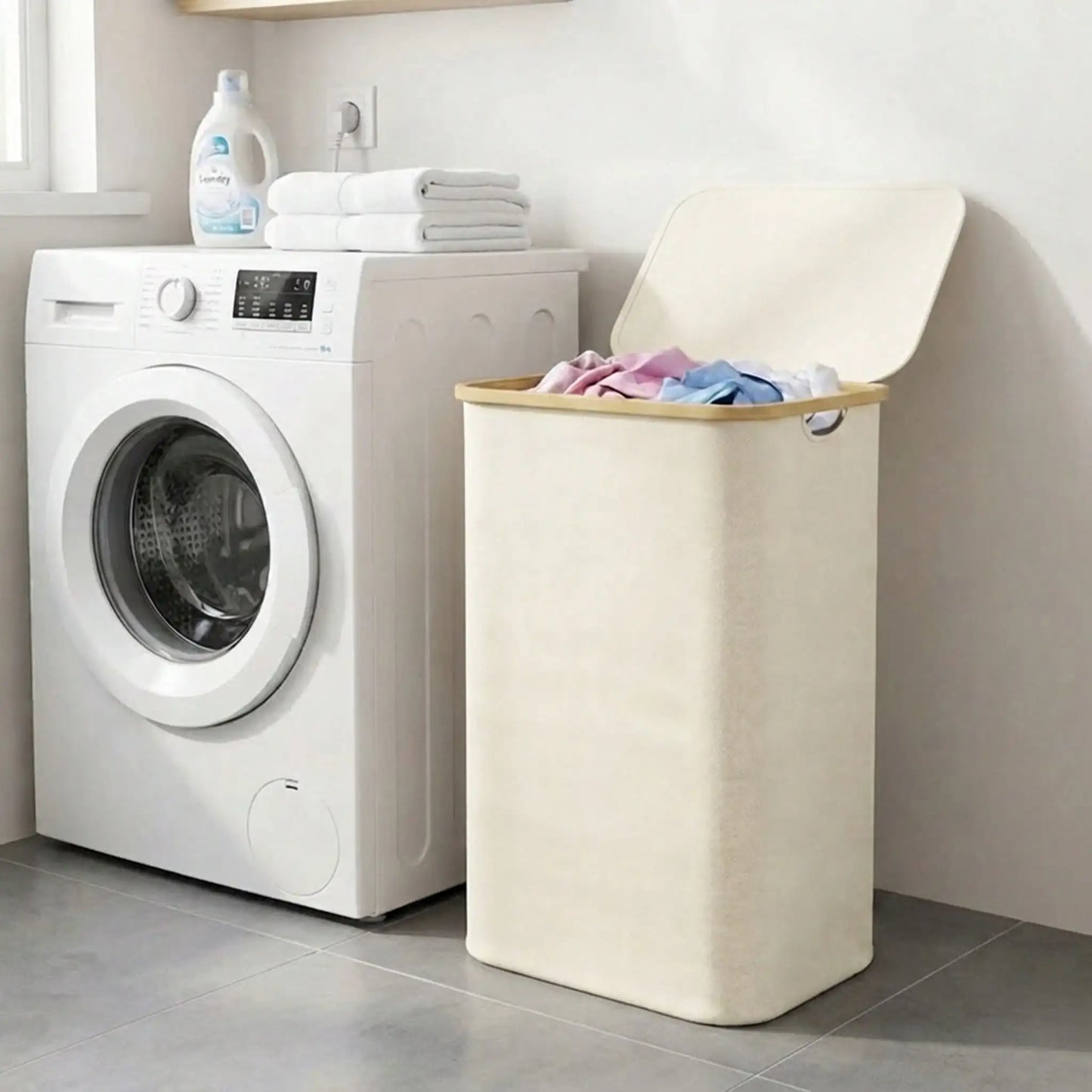 110L Large Capacity Laundry Hamper with Lid & Handles.  Collapsible Oxford Fabric Basket