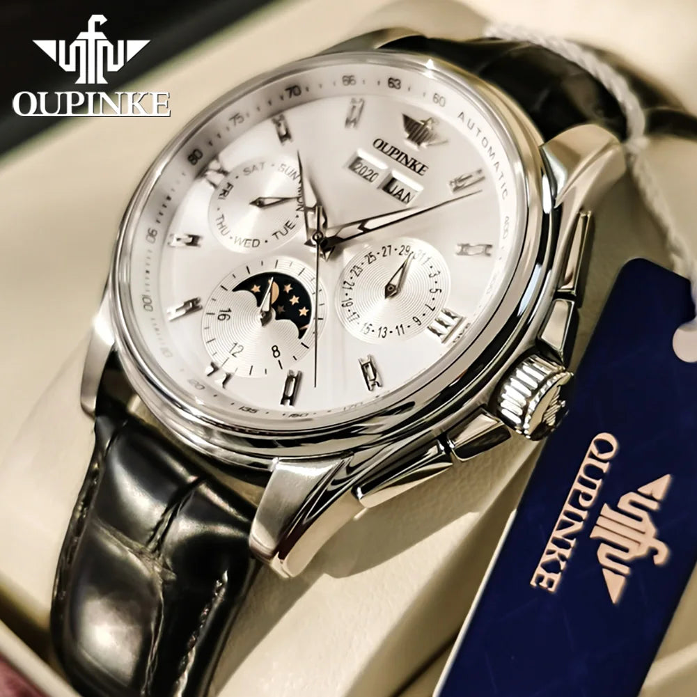 Men’s Automatic Mechanical Watch. Luxury Stainless Steel Skeleton Design