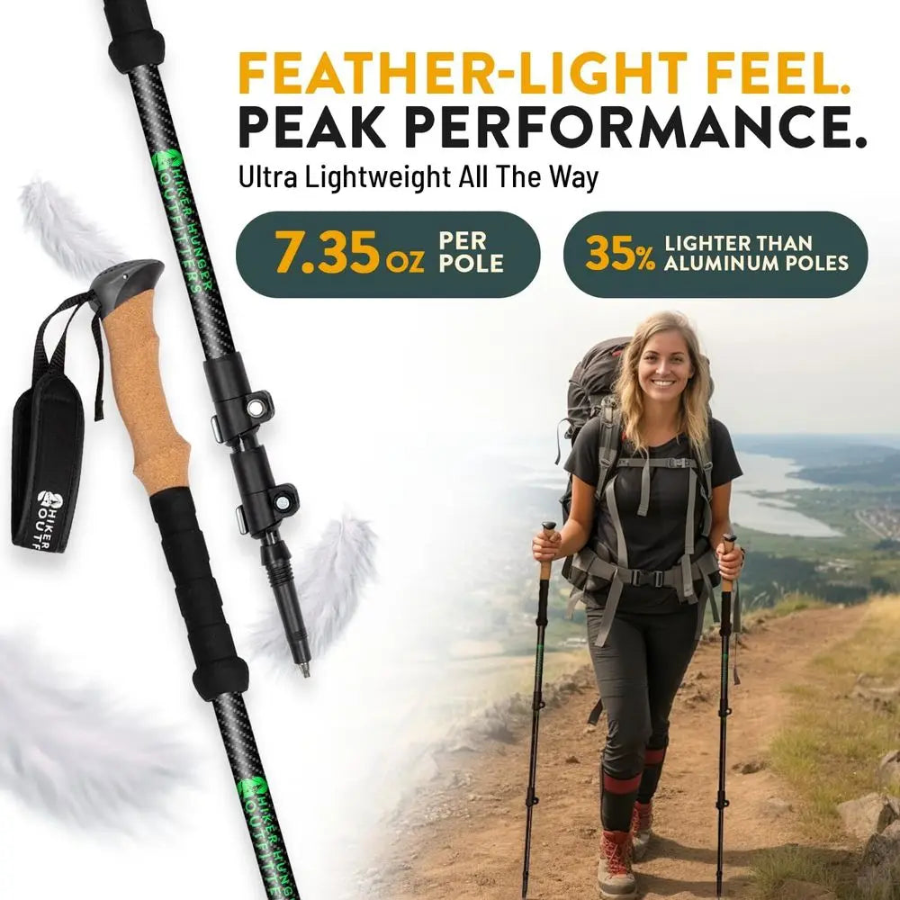 Carbon Fiber Trekking Poles .Adjustable Lightweight Hiking Sticks for Outdoor Adventures