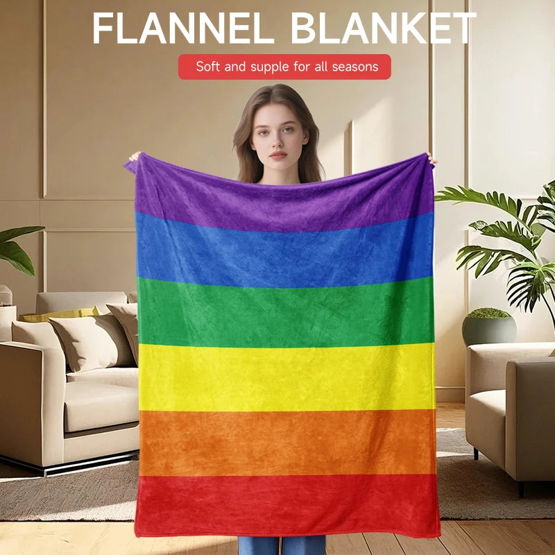 Rainbow Pride Flannel Blanket .Soft Cozy Throw for Bed, Sofa & Home Décor