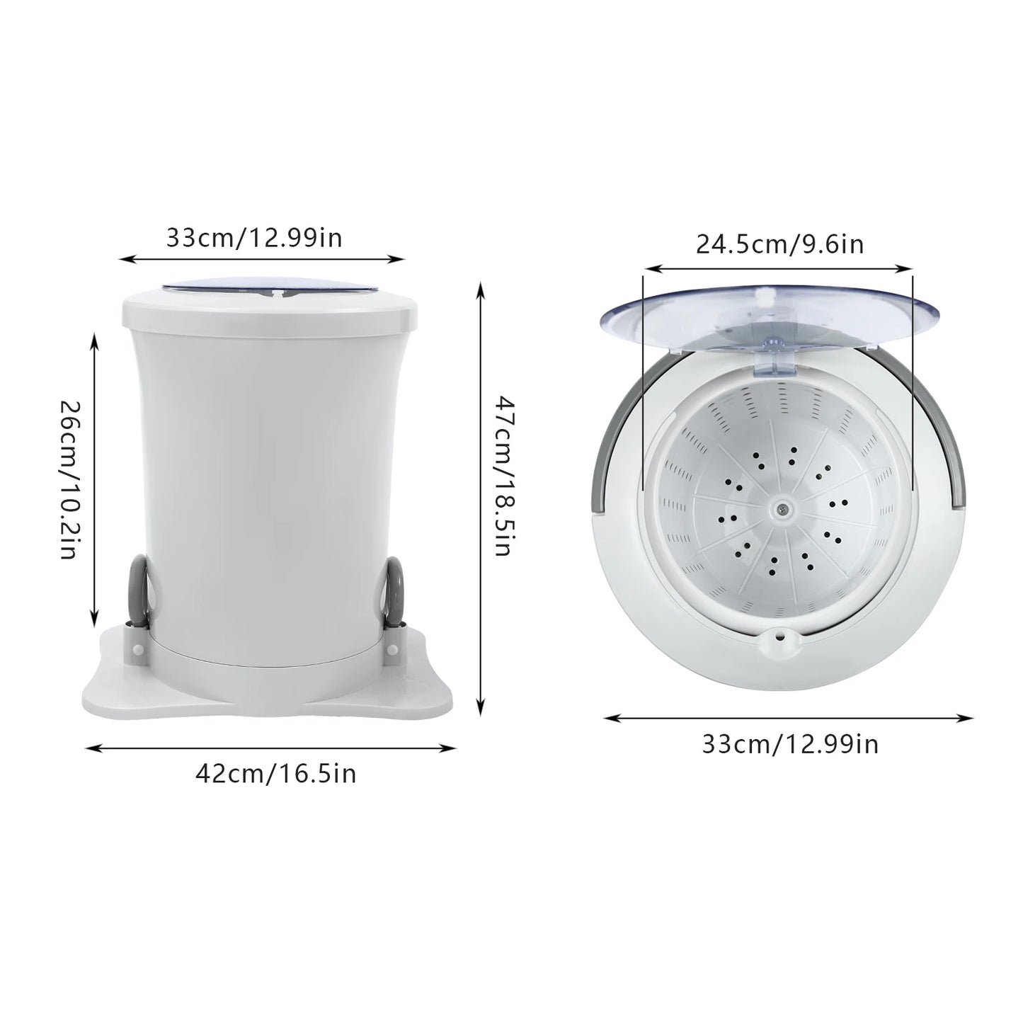 Manual Portable Spin Dryer & Laundry Dehydrator – No Electricity Compact Clothes Spinner for Apartments, RVs, Camping & Travel