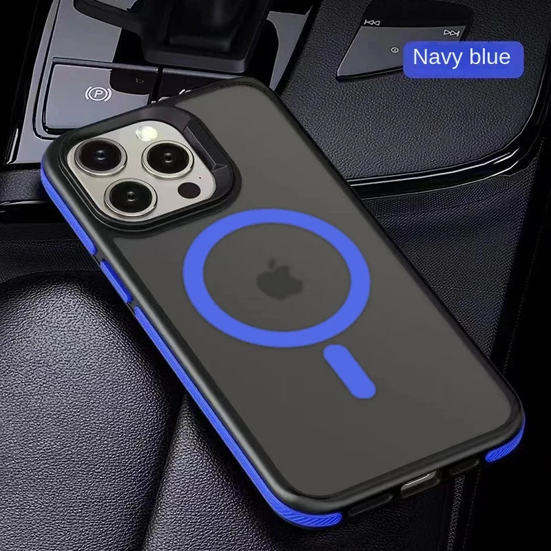 Magnetic Luxury Matte Translucent Armor Shockproof Phone Case For iPhone Samsung
