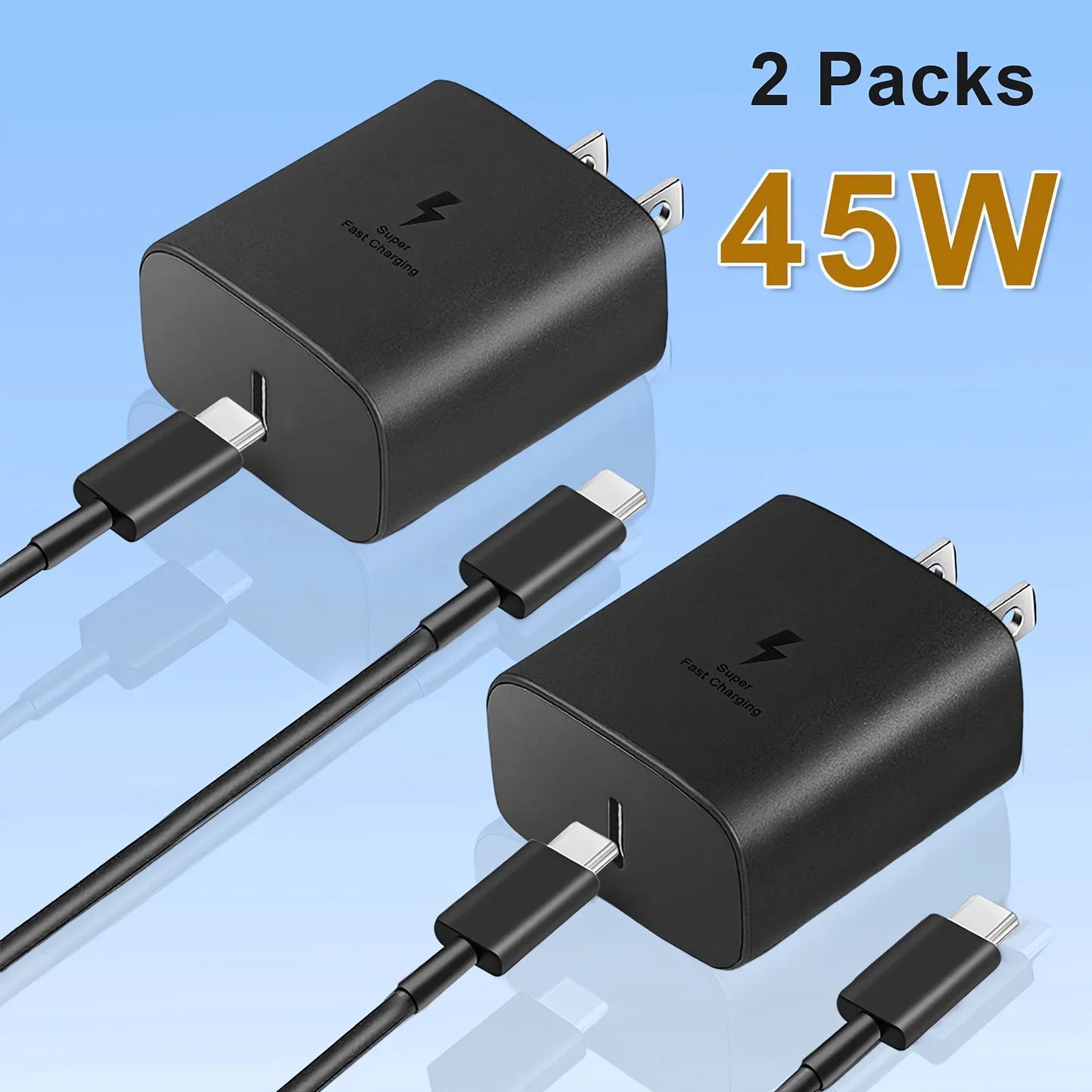 45W Super Fast USB-C Wall Charger with 4FT Type-C Cable – Fast Charging Adapter for Samsung Galaxy S23 Ultra, S23+, S23, S22 Series & More