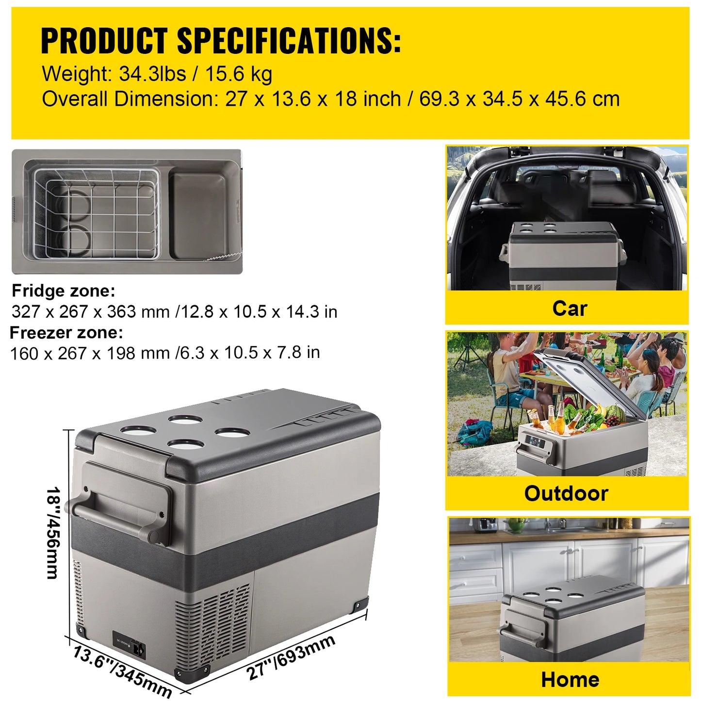 SucceBuy 15–55L Portable Electric Cooler. Compressor Refrigerator Freezer for Car, RV, Camping, Travel, Truck & Outdoor Adventures