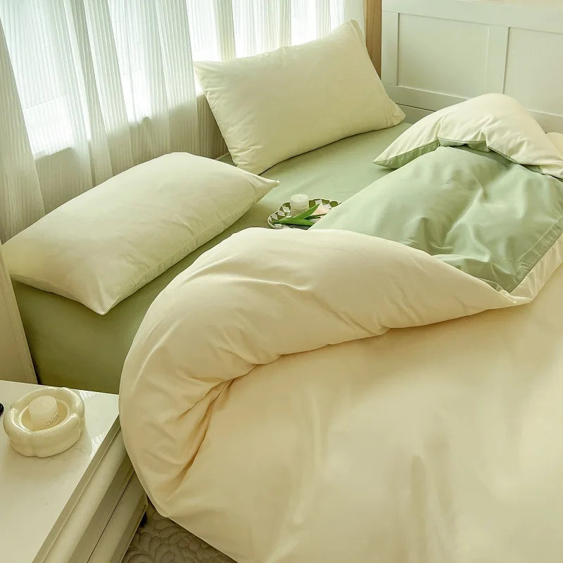 4-Piece Soft Brushed Duvet Cover Set . Solid Color Bedding