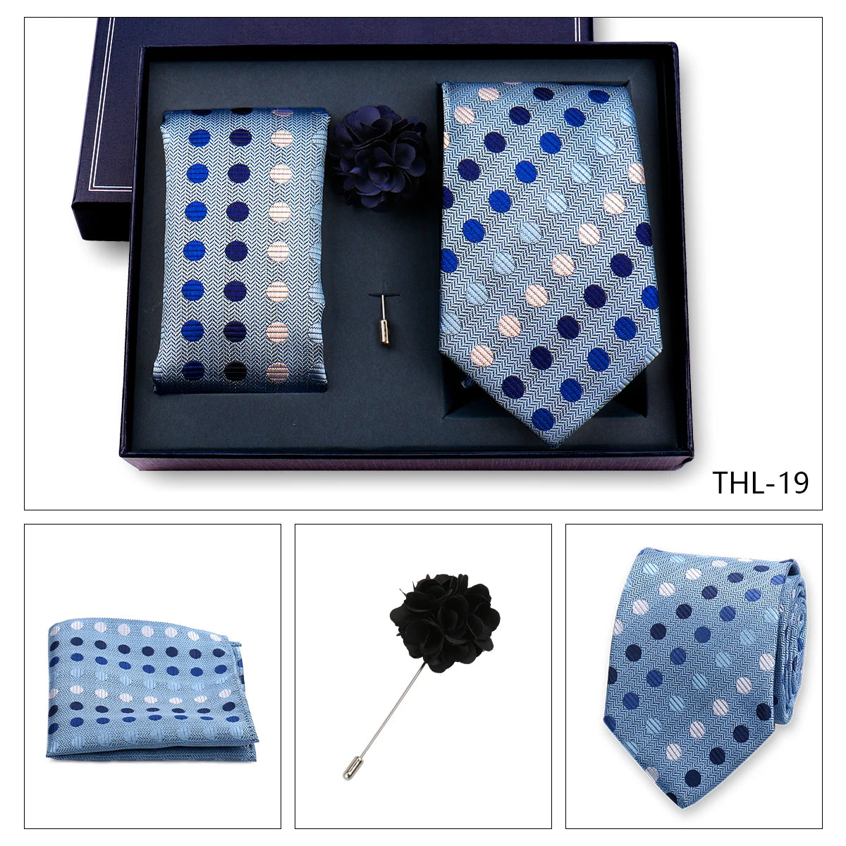 Luxury Men’s Paisley Necktie Gift Set. Silk Tie, Pocket Square, Cufflinks & Gift Box for Weddings & Business