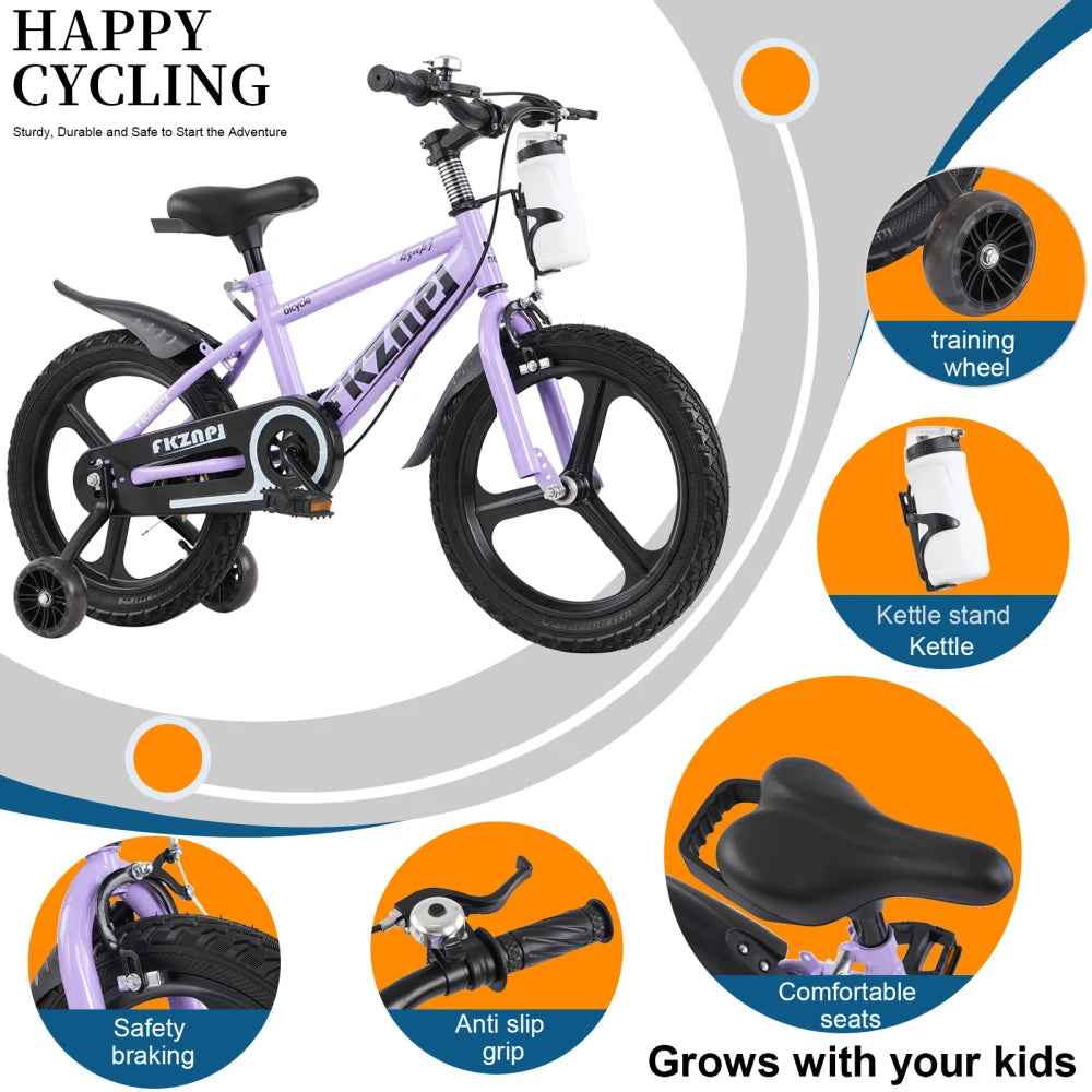 FKZNPJ 18-Inch Kids Mountain Bike .High Carbon Steel Frame, Magnesium Wheels, Adjustable Seat, Boys & Girls Bicycle