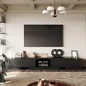 Extendable TV Stand with 2 Drawers, Modern TV Console Table with Shelf, Media Console Table Entertainment Center for Living Room