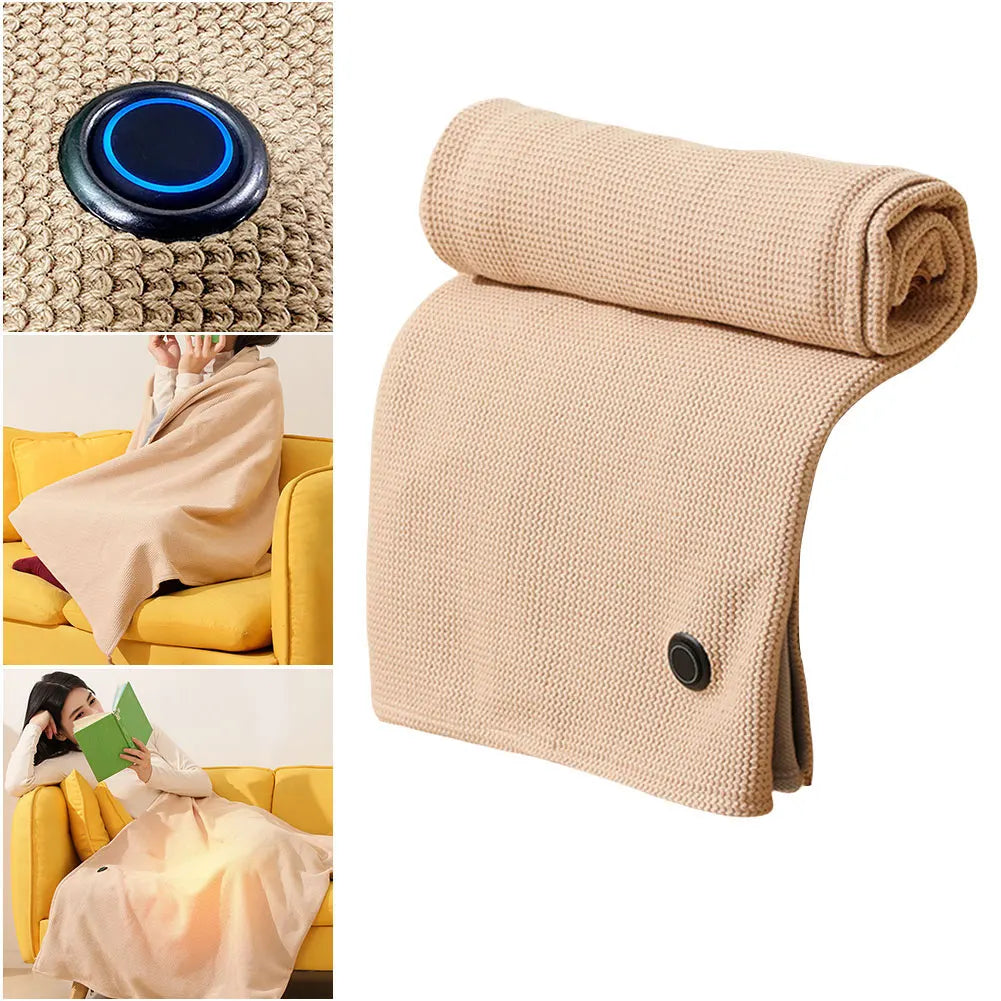 Wearable USB Electric Heated Blanket with 5000mAh Power Bank 3-Level Heating Electric Blanket Shawl Portable Body Warmer Blanket