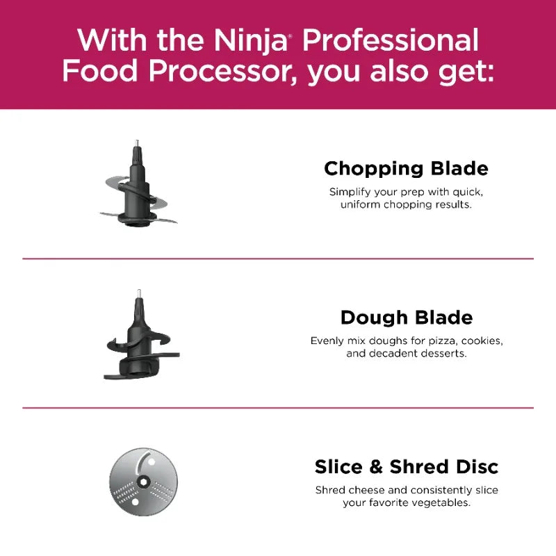 Ninja Professional Food Processor, 850 Watts, 9-Cup Capacity, Auto-iQ Preset Programs, Silver