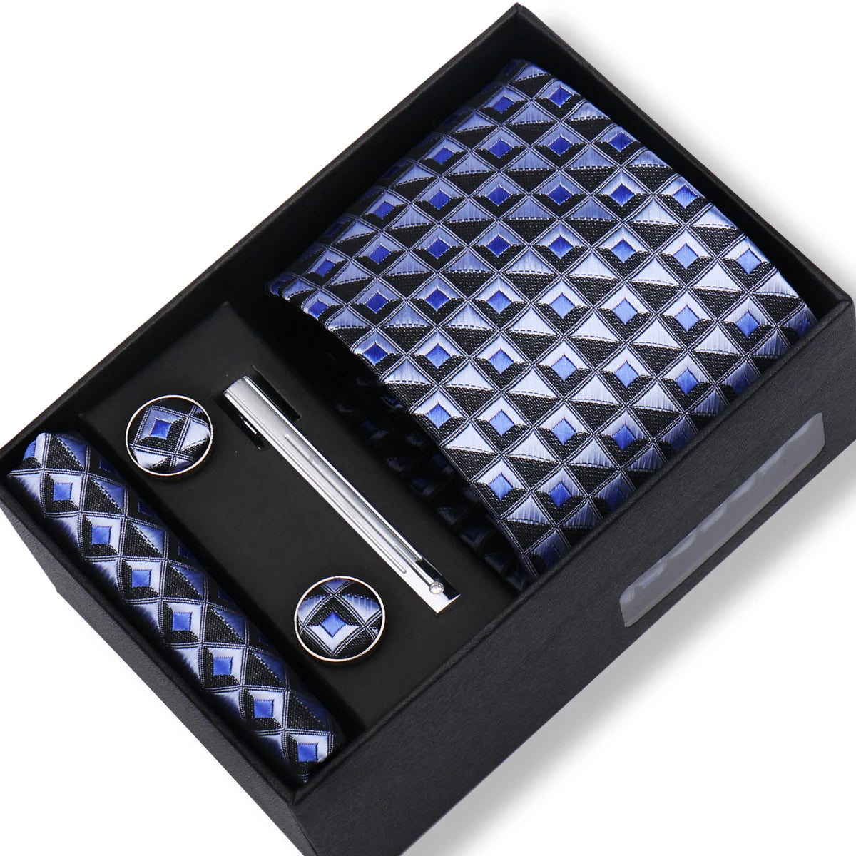 Tie Men With Box Top Quality Business Ties Hanky Cufflink Set Clips Green Necktie Corbatas For Men Wedding In Gift Box Gravatas
