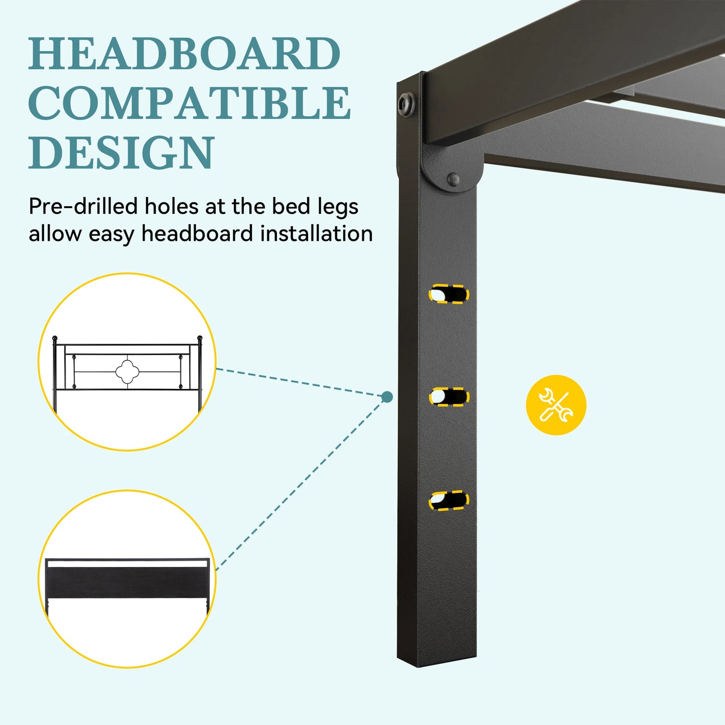 Heavy Duty Metal Bed Frame with Under Bed Storage