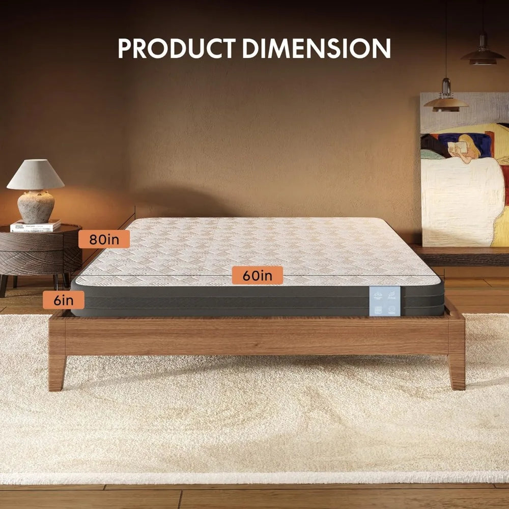 6'' Queen Size Cooling Gel Memory Foam Mattress, Viscose from Bamboo, Medium Firm, 10-Year Warranty, Mattress-in-A-Box, Certi-P