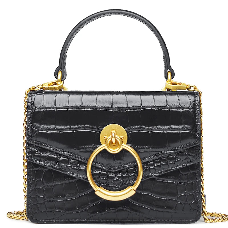 chains crossbody bags for woman Genuine Leather  shoulder bags luxury designer Trendy Casual Women Elegant Shopping Handbag