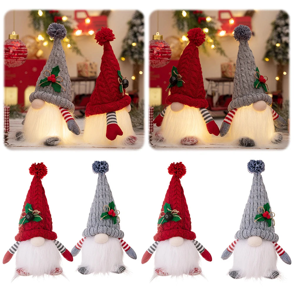 Christmas Plush Doll with Light Tabletop Santa Figurine Nordic Elf Plush Doll Christmas Decoration for Home Kitchen Tiered Tray